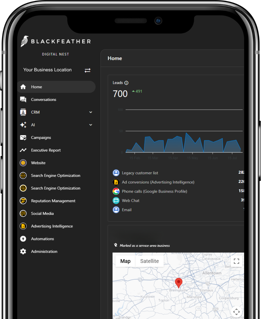 Digital Nest platform dashboard on mobile